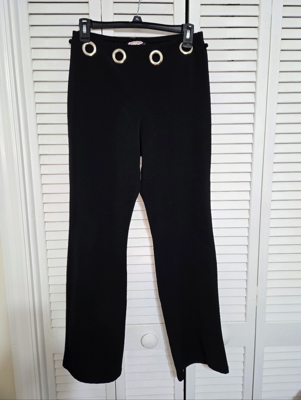 Zoey Beth Women's S Black Knit Pants with Eyelet Detail Vintage Y2K